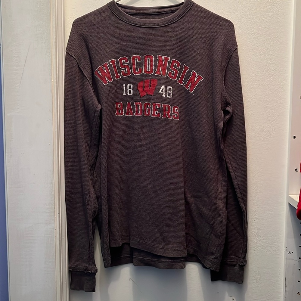 Champion Wisconsin Dark Grey Long Sleeve Shirt